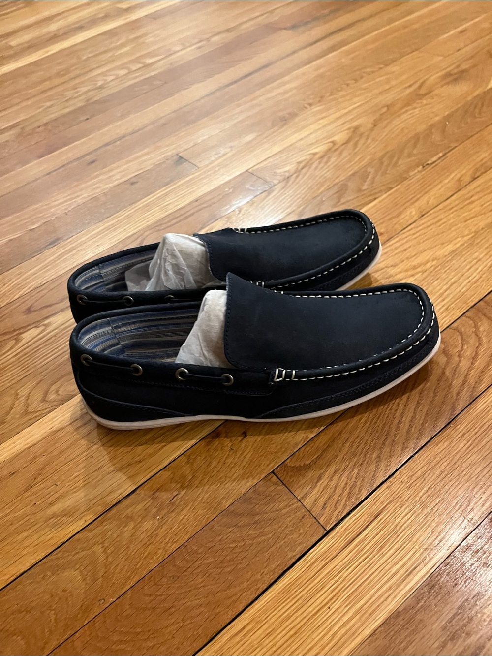 Clarks Black Nubuck Slip-On Boat Loafers